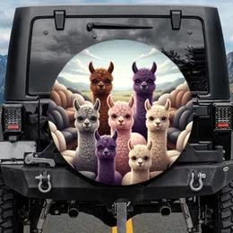 Fluffy Alpacas with Plush Seating Outdoor Landscape - Travel Essentials Alpaca Lover Gift Spare Tire Cover