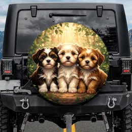 Shih Tzu Puppies Dappled Foliage - Dog Lover Gift Spare Tire Cover