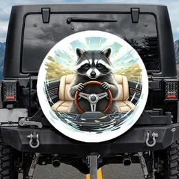 Mischievous Raccoon Steering Wheel - Wildlife Lover Gift for Drivers Spare Tire Cover