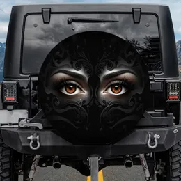 Human Eyes Luminous Irises Lush Lashes Arched Brows White Sclera Face Contours Wispy Elements - Travel Essentials Spare Tire Cover