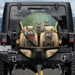British Shorthair Cats Bandana Glasses Steering Wheel - Cat Lover Gift Spare Tire Cover