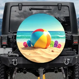 Beach Ball Flip Flops Ocean Sand - Summer Travel Essentials Spare Tire Cover