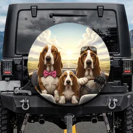 Basset Hounds Scenic Road Trip Puppy - Dog Lover Travel Gift Spare Tire Cover