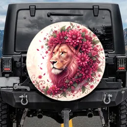 Lion Fuchsia Dahlia Flowers Botanical Tapestry - Home Decor Gift for Botanical Lover Spare Tire Cover