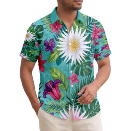 Spiky Bell Star Tropical Flowers Palm Fronds Variegated Leaves - Home Decor Gift for Beach Goers Hawaiian Shirt