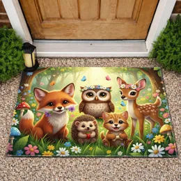 Woodland Baby Animals Wildflower Meadow Flower Crown - Wildlife Lover Gift Doormat