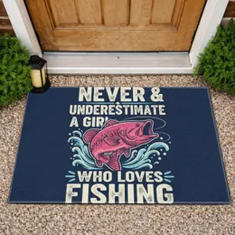 Girl Who Loves Fishing Pink Bass Fish - Fishing Lover Home Decor Doormat