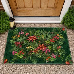 Lush Tropical Plants Vertical Garden Bromeliad Impatiens Begonia - Home Decor Gift Doormat