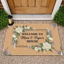 Mimi & Papa's House Floral Wood Background - Farmhouse Decor Gift for Grandparents Doormat