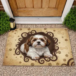 Shih Tzu Dog Paw Print Bone - Home Decor Gift for Dog Lover Doormat