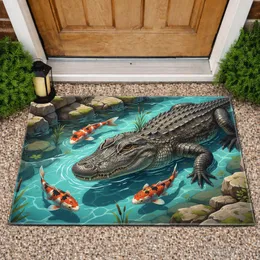 Alligator Koi Fish Aquatic Scene Full-Canvas - Wildlife Lover Home Decor Gift Doormat