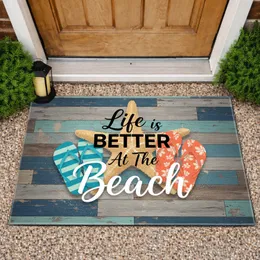 Life Is Better At The Beach Starfish Flip Flops - Coastal Home Decor Gift Doormat