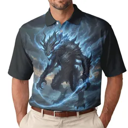 Colossal Armored Multi-Limb Arcane Dragon Beast Stormy Sky - Dark Fantasy Lover Gift Men's Polo Shirt