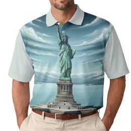 Statue of Liberty Water Landscape - Independence Day Gift for Veterans Men's Polo Shirt