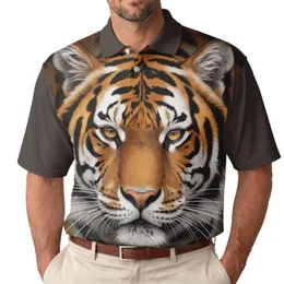 Majestic Tiger Face Piercing Amber Eyes Distinctive Black Stripes - Wildlife Lover Gift Men's Polo Shirt