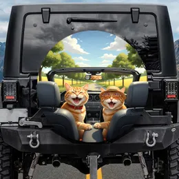 Carefree Ginger Tabby Cats Car Adventure - Road Trip Adventure Gear for Cat Lover Spare Tire Cover
