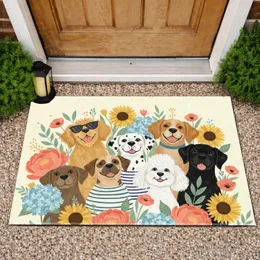 Dogs Sunglasses Fur Patterns Floral Botanicals - Dog Lover Home Decor Gift Doormat