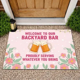 Welcome Backyard Bar Beer Mugs - Home Decor Gift for Beer Lover Doormat