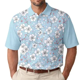 White Pink Cherry Blossom Floral Buds Twigs Confetti - Lifestyle Gift for Gardeners Men's Polo Shirt