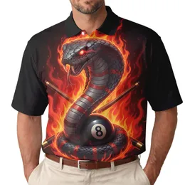 Rearing Cobra 8-Ball Billiards Flames - Billiards Player Gift for Men Men's Polo Shirt