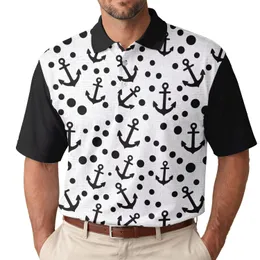 Black Anchor Polka Dots - Ocean Adventure Gift for Boating Enthusiast and Water Sports Lovers Men's Polo Shirt