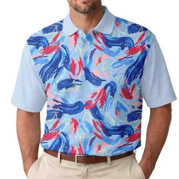 Scattered Gestural Brushstrokes Red Pink Accents Yellow Rings - Everyday Casual Wear for Men Men's Polo Shirt
