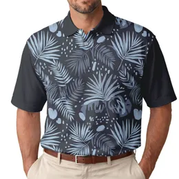 Tropical Palm Leaves Fern Fronds Leaf Silhouettes Dots Brushstroke Shapes - Nature Lover Gift Men's Polo Shirt