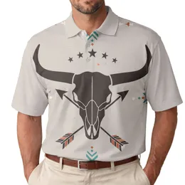 Bull Skull Crossed Arrows Stars Tribal - Boho Lifestyle Gift for Outdoor Lover Men's Polo Shirt
