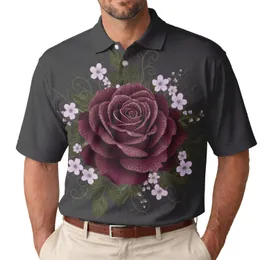Burgundy Rose Lavender Floral Foliage - Gothic Romantic Botanical Gift Men's Polo Shirt