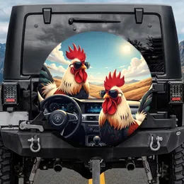 Roosters Black Sunglasses Dashboard Scene - Car Enthusiast Gift for Truck Owner Spare Tire Cover