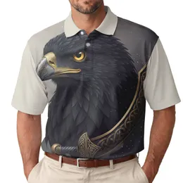 Majestic Black Eagle Golden Eyed Beak Ornate Knotwork Shield - Wildlife Lover Gift Men's Polo Shirt
