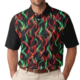 Glowing Fiery Flames Upward Flowing Movement - Statement Fashion Active Wear Men's Polo Shirt