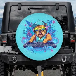 Bulldog DJ Turntables Neon Glow Music - Music Lover Gift for DJ Enthusiast Spare Tire Cover