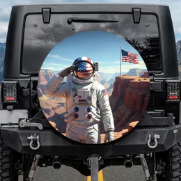 Astronaut American Flag Canyon Salute - Independence Day Gift for Veterans Spare Tire Cover