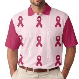 Golf Stick Figures Breast Cancer Ribbons - Breast Cancer Support Gift Men's Polo Shirt