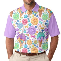 Lollipops Ice Cream Wafer Sticks Candies Bows Blueberries - Dessert Lover Gift Men's Polo Shirt