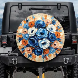 Impasto Flowers Textured Palette Knife Floral Shapes - Home Decor Gift for Art Lovers Spare Tire Cover