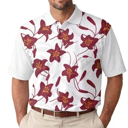 Lily Flower Leaf Botanic - Everyday Wear Gift for Nature Lovers Men's Polo Shirt