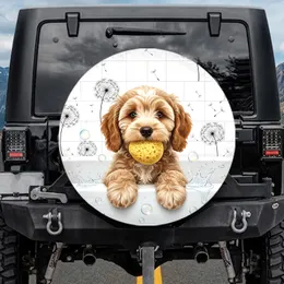 Light Brown Cream Puppy Bathtub Sponge Dandelion Tiles - Home Decor Gift for Pet Lover Spare Tire Cover