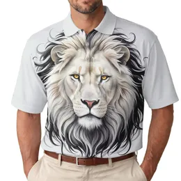 Majestic White Lion Head Black White Mane Golden Eyes - Symbol of Strength Wildlife Lover Gift Men's Polo Shirt