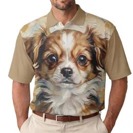 Long-Haired Chihuahua Puppy Portrait - Casual Pet Owner Gift for Dog Enthusiasts Men's Polo Shirt