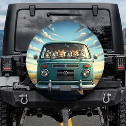 Six Cats Vintage Camper Van - Travel Essentials Cat Lover Gift Spare Tire Cover