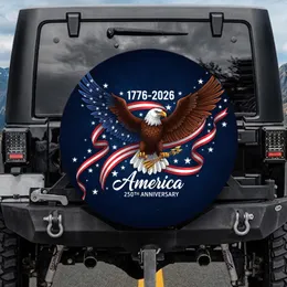 Bald Eagle American Flag Banner - America 250th Anniversary - for Veterans Spare Tire Cover