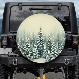 Pine Tree Forest Snow Landscape - Cold Weather Adventurer Gift Spare Tire Cover