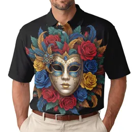 Venetian Carnival Mask Rose Feather - Masquerade Party Gift Men's Polo Shirt