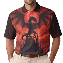 Black Dragon Gothic Castle Blood Moon - Dark Fantasy Fan Gift Men's Polo Shirt