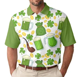 Green Beer Pint Shamrocks Money Bag Smoking Pipe - St. Patrick's Day Gift for Beer Lovers Men's Polo Shirt