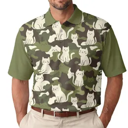 Cartoon Cat Camouflage - Dense Animal Camo Gift for Cat and Animal Lovers Everyday Wear Men's Polo Shirt