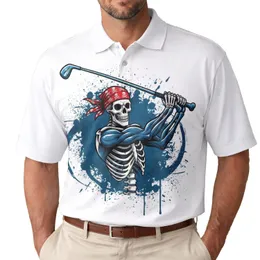 Skeleton Golfer Red Bandana Skull Crossbones - Sports Fan Gift for Golf Lovers Men's Polo Shirt