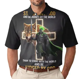 Armored Warrior Wolf Cross - Courageous Faith Gift for Him Men's Polo Shirt